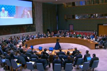 Une vue d'une réunion du Conseil de sécurité de l'ONU. 