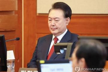 Le président Yoon Suk Yeol, actuellement en détention provisoire, assiste à la huitième audience de son procès en destitution à la Cour constitutionnelle, à Séoul. Photo droits tiers