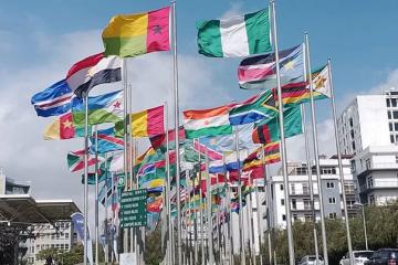 Drapeaux africains à Addis-Abeba.