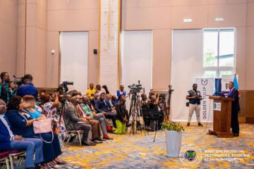 Le ministre provincial des Finances, Economie et Numérique Magloire Kabemba lançant la campagne de sensibilisation.  Photo droits tiers
