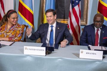La MAE congolaise, Thérèse Kayikwamba Wagner et son homologue américain, Marco Rubio. Photo droits tiers