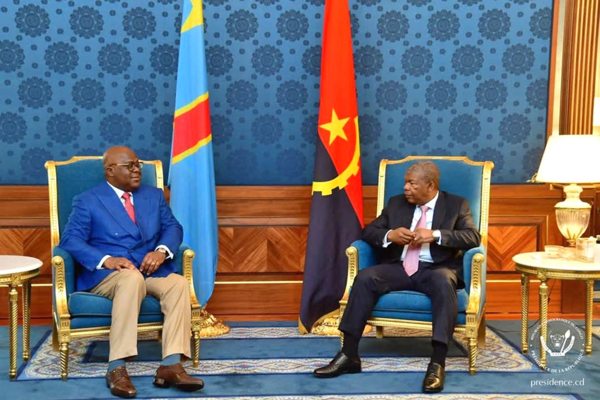 Felix Tshisekedi et son homologue angolais Joâo Lourenço à Luanda.