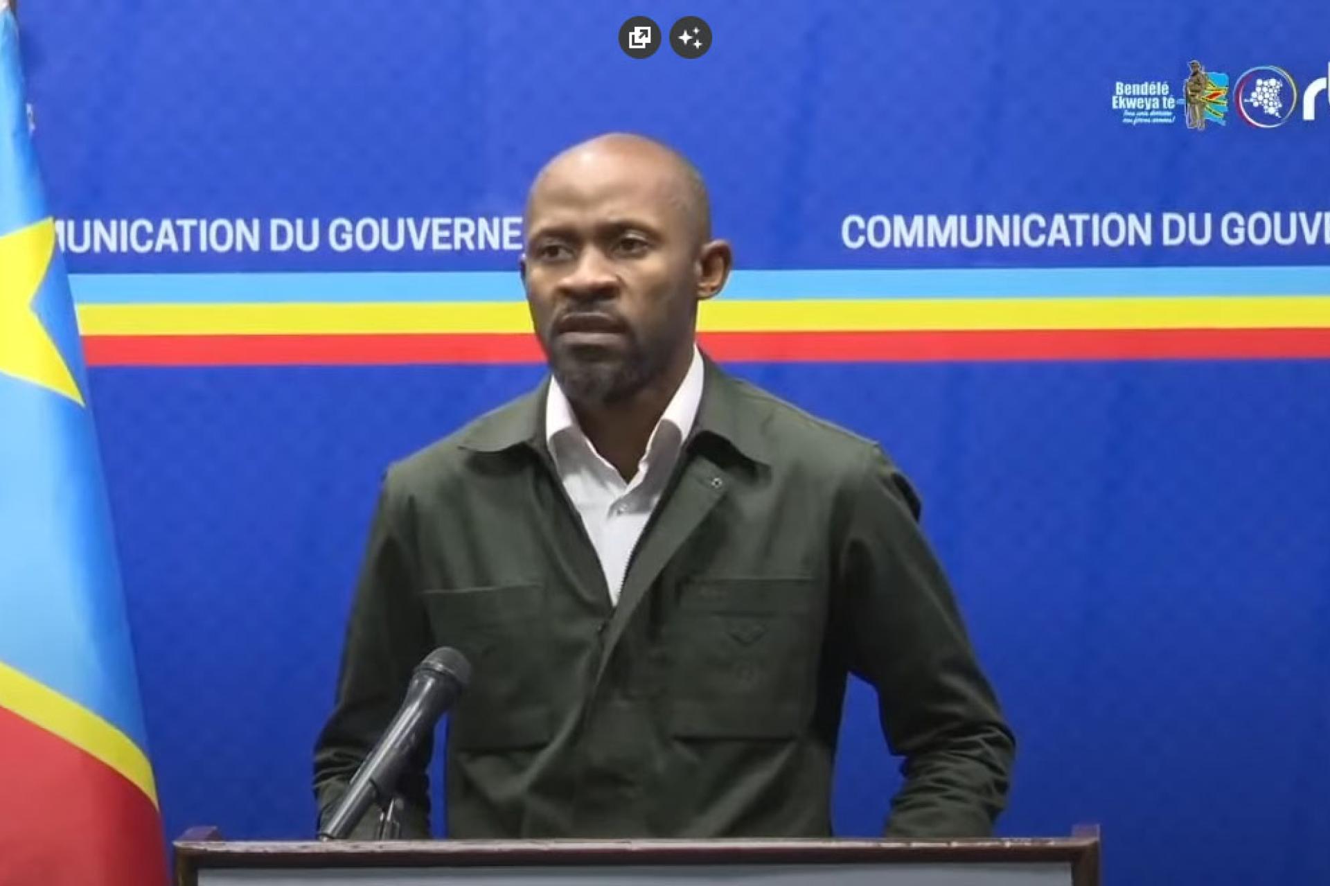 Le ministre de la Communication & Médias appelle les Congolais à ne pas avaler le poison rwandais. Photo capture d'écran