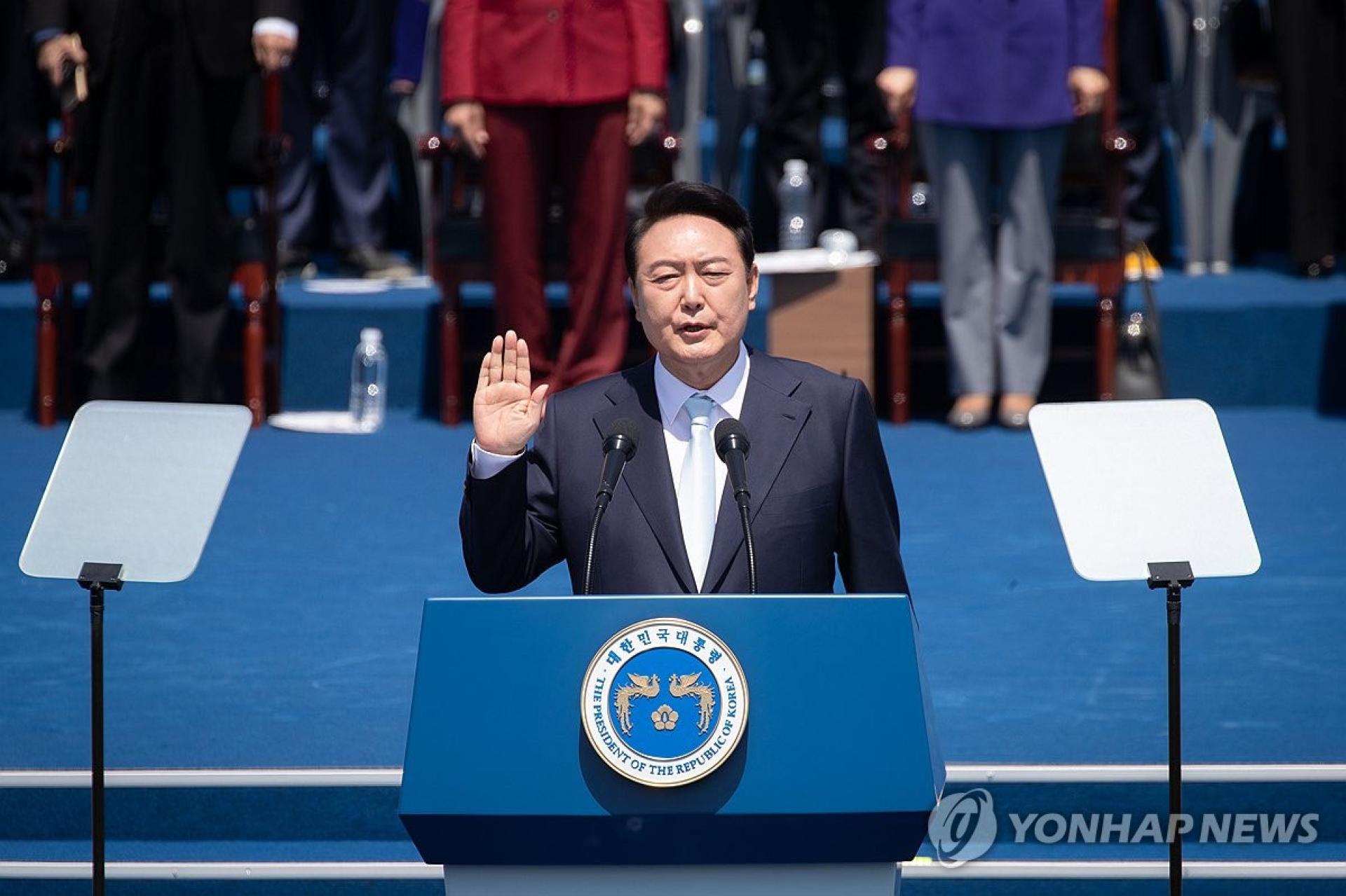 Yoon Suk Yeol lors de son investiture à la présidence de la 