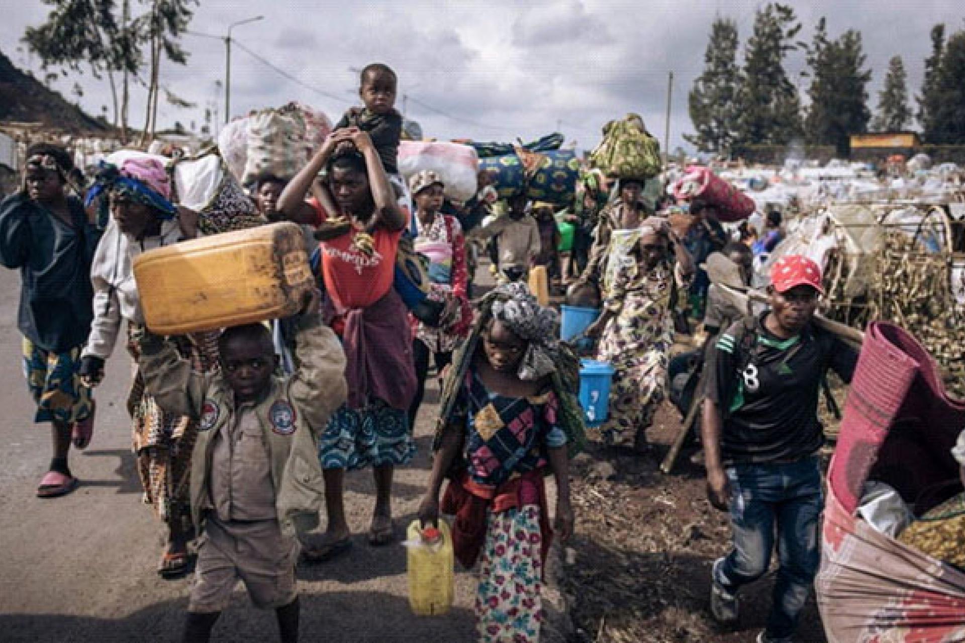 Des milliers de Réfugiés fuyant la guerre du M23 au Nord-Kivu.